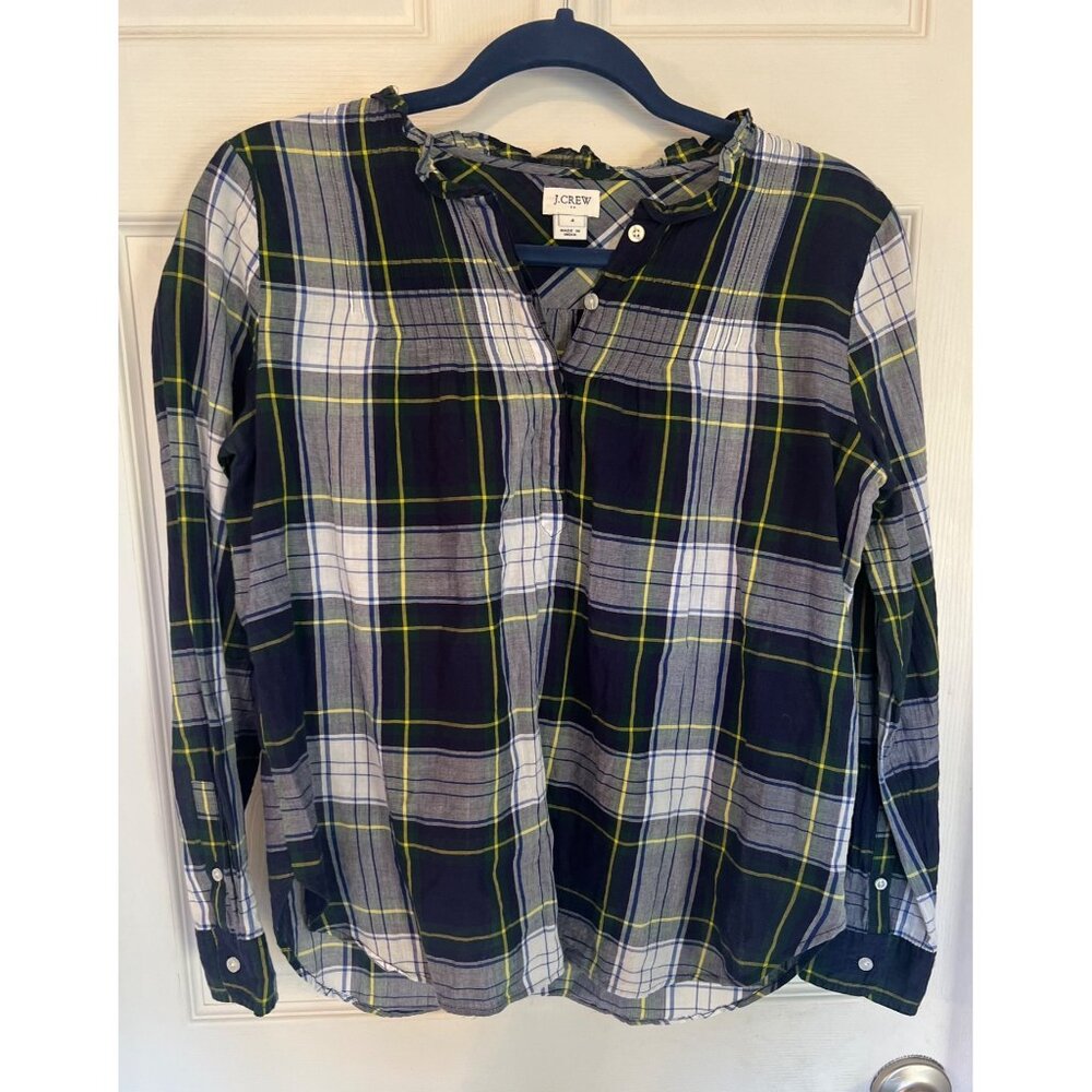 J.Crew Tartan Plaid Long Sleeve Pullover Long Sleeve Blouse Size 4